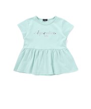 ロゴ刺しゅうペプラムフリル天竺半袖Tシャツ(100~150cm)