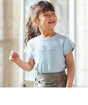 ショルダーラインロゴ刺しゅうテレコ半袖Tシャツ(90~160cm)