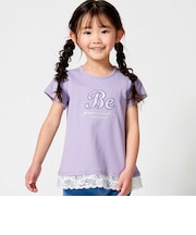 裾レースBeロゴパッチ刺しゅう天竺半袖Tシャツ(80~150cm)