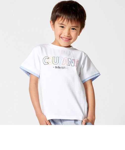 マルチカラーロゴプリント天竺半袖Tシャツ(90~150cm)