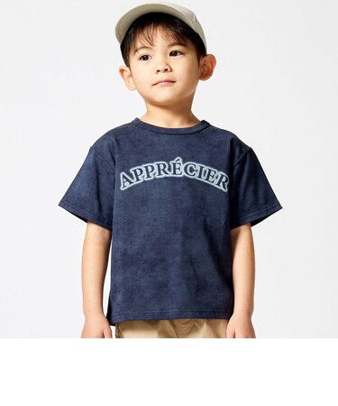 ムラ染め天竺ロゴプリント半袖Tシャツ(90~150cm)