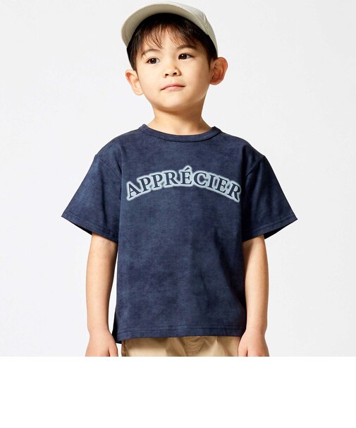 ムラ染め天竺ロゴプリント半袖Tシャツ(90~150cm)