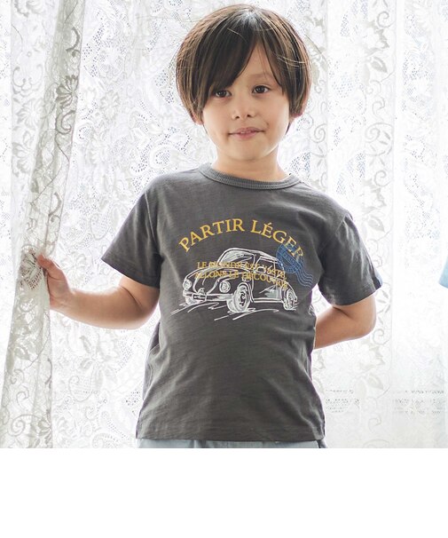 スラブ天竺乗り物スケッチ半袖Tシャツ(80~140cm)