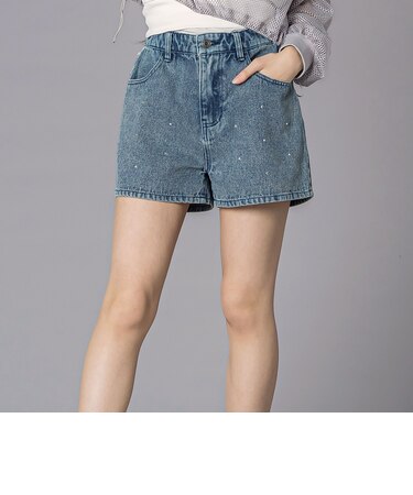 ラインストーンショートデニムパンツ(130~160cm)