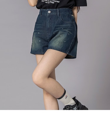 ラインストーンショートデニムパンツ(130~160cm)