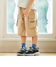 【速乾】ストレッチロゴ刺しゅう6分丈カーゴパンツ(80~150cm)