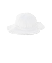 【UVカット】【日本製】シャンブレーギャザーフリルリボンハットベビー(44~48cm)