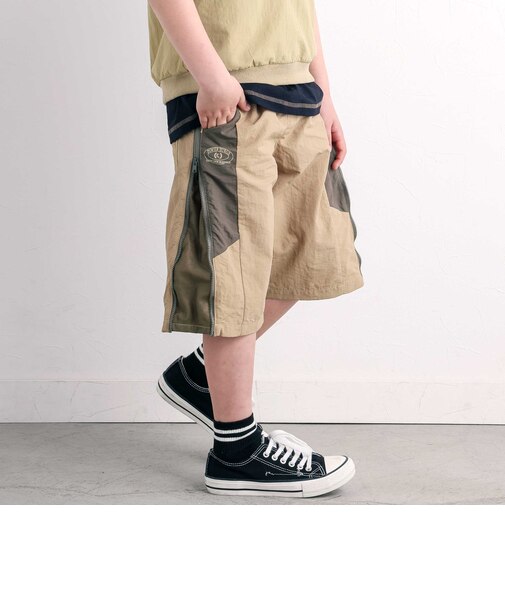 サイドメッシュ切り替えタフタ6分丈パンツ(110~150cm)