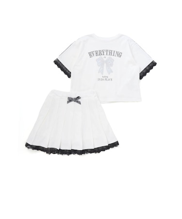 オーロラパッチ半袖Tシャツ＆フリーツスカートセットアップ(110~150cm)