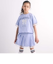 オーロラパッチ半袖Tシャツ＆フリーツスカートセットアップ(110~150cm)