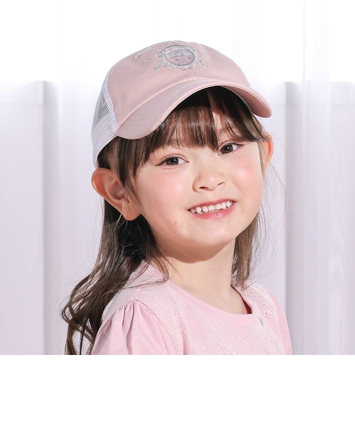 キラキラパッチ刺しゅうリボンメッシュキャップ(52~54cm)