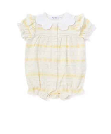 【お揃い】スカラップ襟花柄カバーオールベビー(60~80cm)