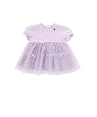 花柄チュールドッキング天竺Tシャツ(80~130cm)