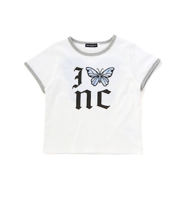 バック蝶々レース天竺半袖Tシャツ(110~150cm)