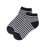 【抗菌防臭】ロゴ刺しゅうボーダーアンクルソックス(11~24cm)