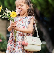 【お揃い】ラフィアポンポンブレード編みポシェット