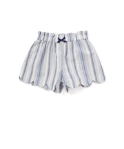 【お揃い】リネン調マルチストライプスカラップキュロットパンツ(80~100cm)