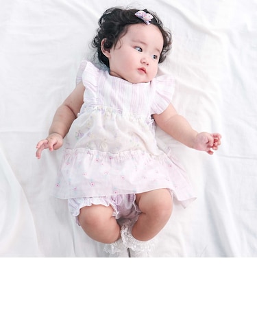 【お揃い】切り替えティアードワンピースブルマ付きセットアップベビー(70~80cm)