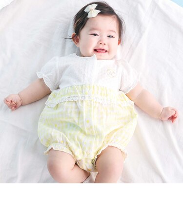 【お揃い】ウエスト切り替えフリルカバーオールベビー(60~80cm)