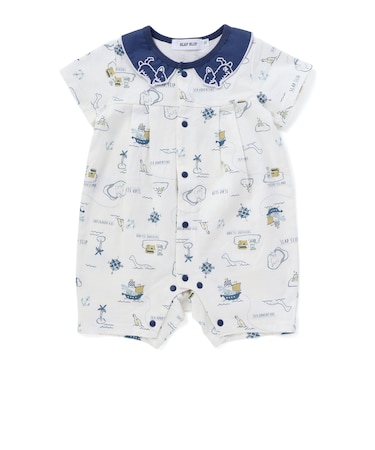 【お揃い】襟モチーフ総柄ロンパースベビー(60~80cm)