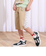 デニムニット&ストレッチツイル前後切り替え6分丈パンツ(80~130cm)