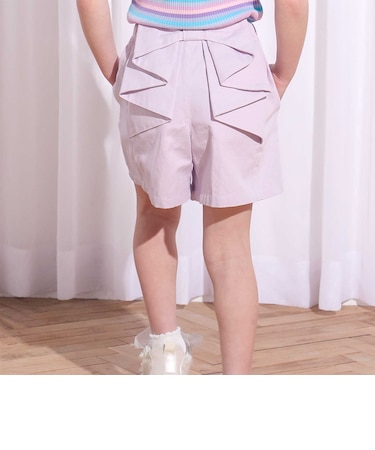 デニム&ツイルバックフリルリボンショートパンツ(90~130cm)