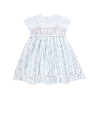 【お揃い】かぎ編み風レースビスチェドッキング天竺ワンピース(80~130cm)