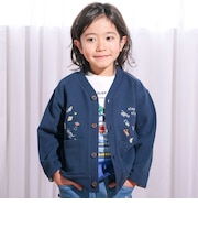 袖裏ボーダーVネックカーディガン(80~130cm)