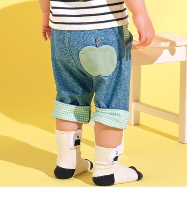 裾折り返しチェック柄7分丈パンツ(80~130cm)