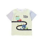 乗り物モチーフポケットボーダー柄半袖Tシャツ(80~130cm)