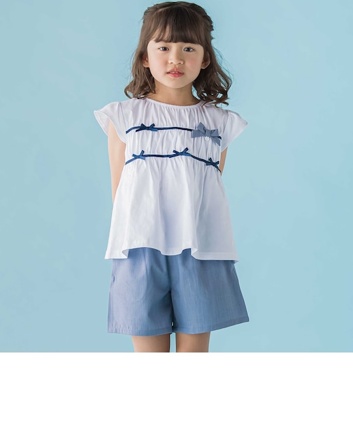 【店舗限定】リボントップス＋キュロットパンツセットアップ(95～150cm)