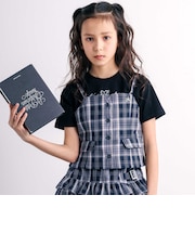 チェックビスチェ＋スパンテレコ半袖Ｔシャツセット(110~150cm)