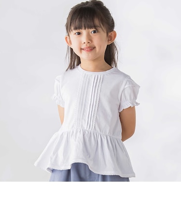 【店舗限定】レースタックフレア天竺半袖Tシャツ(95～150cm)