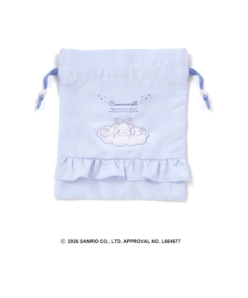 【シナモロール/ポムポムプリン×SLAPSLIP】フロントプリントフリルチェック巾着