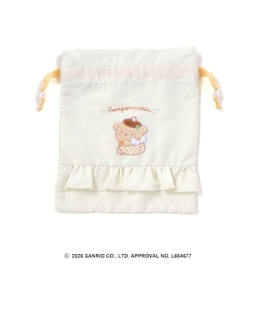 【シナモロール/ポムポムプリン×SLAPSLIP】フロントプリントフリルチェック巾着