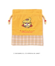 【シナモロール/ポムポムプリン×SLAPSLIP】フロントプリントフリルチェック巾着