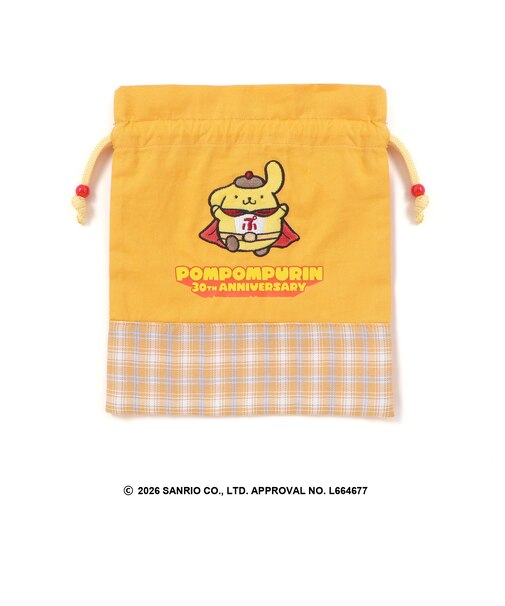 【シナモロール/ポムポムプリン×SLAPSLIP】フロントプリントフリルチェック巾着
