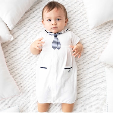 【お揃い】天竺セーラーネクタイ付き2WAYオールベビー(50~75cm)