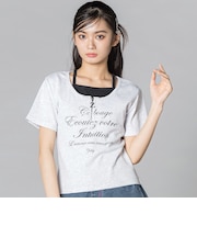 【 ニコ☆プチ 】ハーフジップレイヤード風半袖Tシャツ(130~160cm)