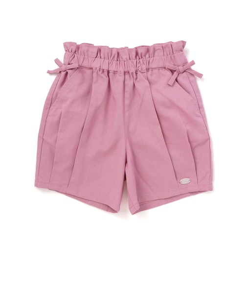 【接触冷感/お揃い】無地+総柄タック入りショートパンツ(90~130cm)