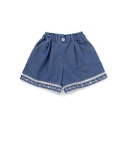 裾レース刺しゅう入りデニムショートパンツ(90~130cm)