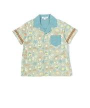 【接触冷感/お揃い】海の生き物恐竜果物総柄切り替え半袖シャツ(80~130cm)