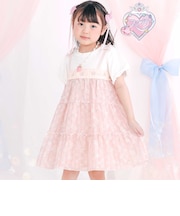 【スラプリ】花柄シフォンレースリボンワンピース(80~130cm)