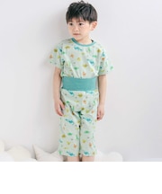 【スララク/腹巻き一体型/防汚加工】みんな快眠！半袖みんみんパジャマ上下セット(80~130cm)