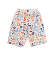 【接触冷感/お揃い】無地+総柄5.5分丈パンツ(80~130cm)