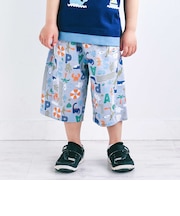 【接触冷感/お揃い】無地+総柄5.5分丈パンツ(80~130cm)