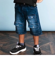 【接触冷感】6分丈 フラップポケット ストレッチデニムパンツ(110~160cm)