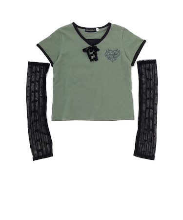 レースアップTシャツ＆レースアームカバーセット(110~150cm)