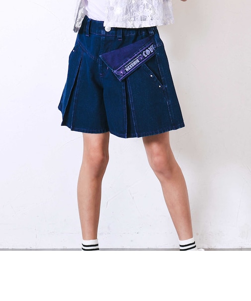 レイヤードタックデニムショートパンツ(110~150cm)