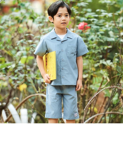 【接触冷感】リップストップオープンカラーセットアップ(100~160cm)